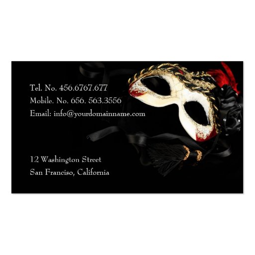 Masquerade Mask Business Card (back side)