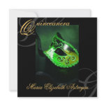 Masquerade Mask Green Quinceanera Party Invitation