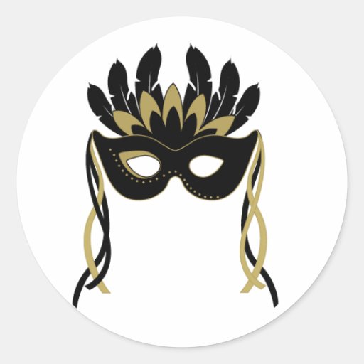 Masquerade Mask in Black and Gold Stickers Zazzle