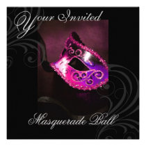Masquerade Mask Pink Halloween Party Invitation