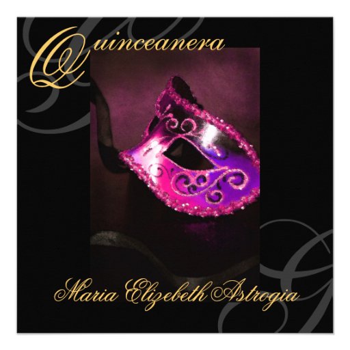 Masquerade Mask Pink Quinceanera Party Invitation