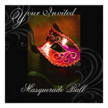 Masquerade Mask Red Halloween Party Invitation