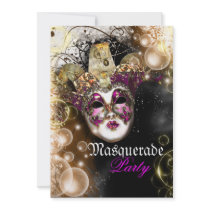 Masquerade mask venetian mardi gras party custom invite