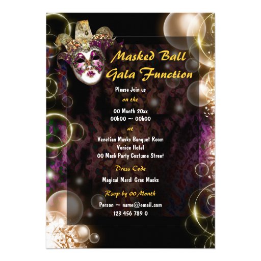 Masquerade mask venetian mardi gras party announcement