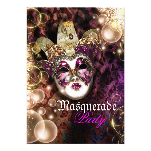Masquerade mask venetian mardi gras party announcement