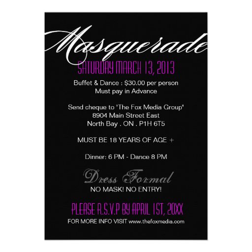 Masquerade Party Invitation
