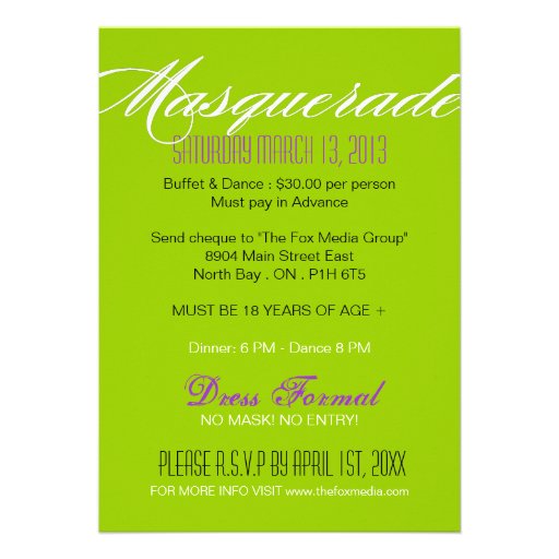 Masquerade Party Invitation