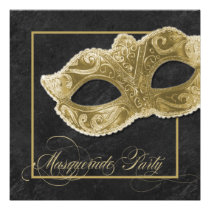 Masquerade Party Invitation - Black & Gold