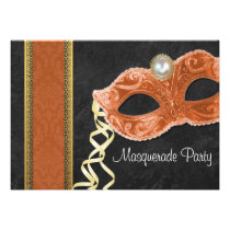 Masquerade Party Invitation - orange & gold