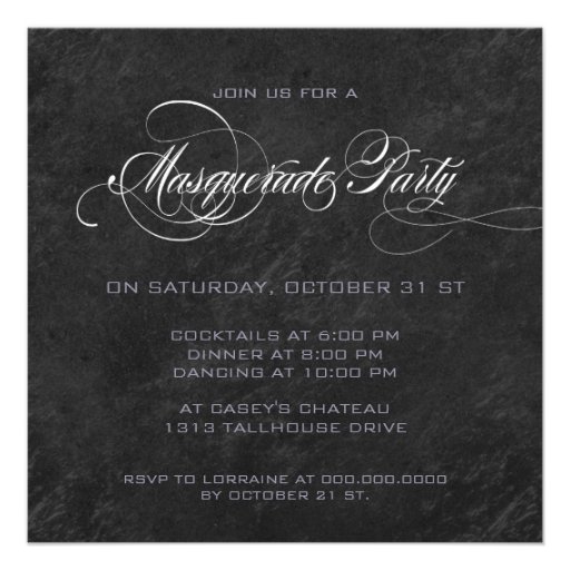 Masquerade Party Invitation - Slate Grey