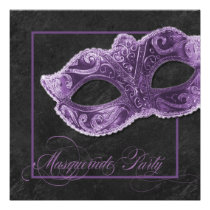 Masquerade Party Invitation - Violet & black