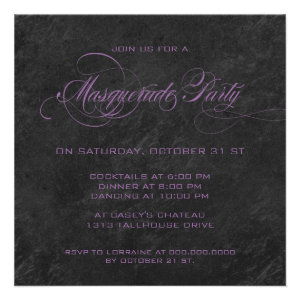 Masquerade Party Invitation - Violet & black