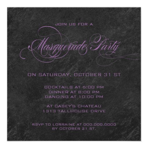 Masquerade Party Invitation - Violet & black