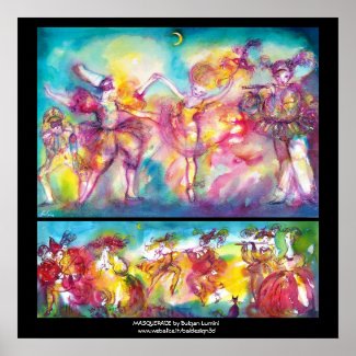 MASQUERADE PARTY,Mardi Gras Masks,Dance,Music print