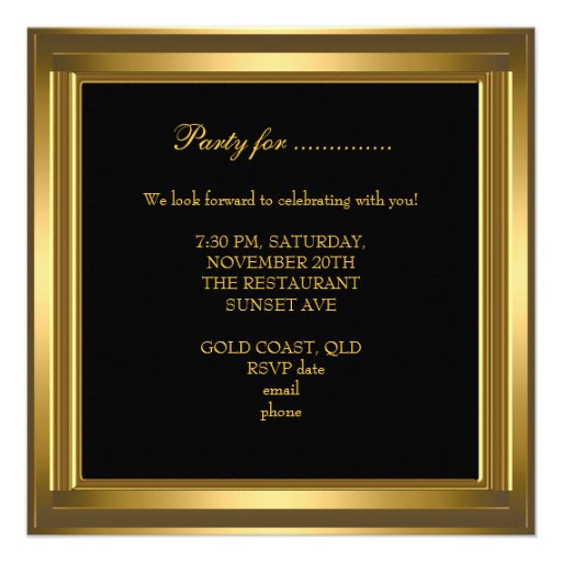 Masquerade Party Masks Gold Black Birthday Invitations