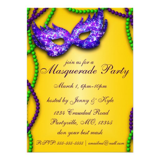 Masquerade Party Purple Mask Invitations