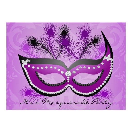 Masquerade Party Purple Venetian Mask Invitation