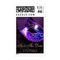 Masquerade Purple Save The Date Party Postage