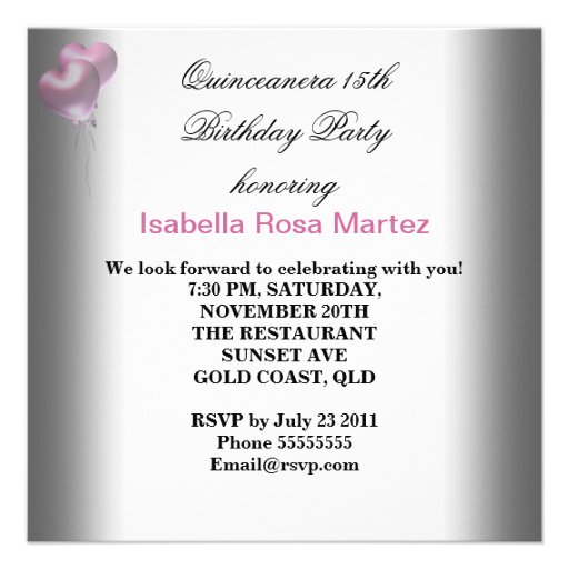 Masquerade Quinceanera 15 Pink Party Announcements