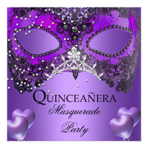 Masquerade Quinceanera 15 Purple Birthday Invite