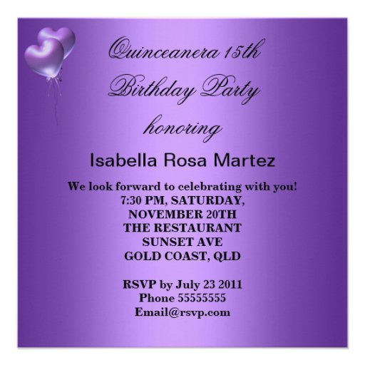 Masquerade Quinceanera 15 Purple Birthday Invite