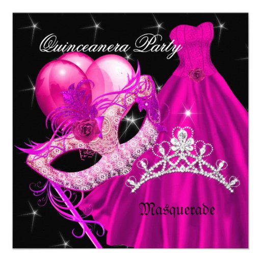 Masquerade Quinceanera Birthday Party Pink Personalized Invite