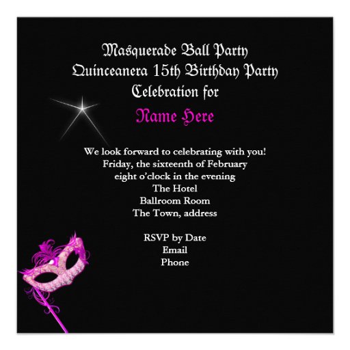 Masquerade Quinceanera Birthday Party Pink Personalized Invite