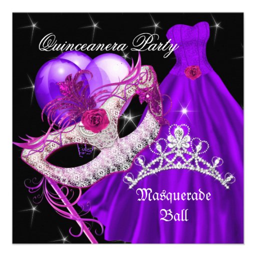 Masquerade Quinceanera Birthday Purple Custom Invitation