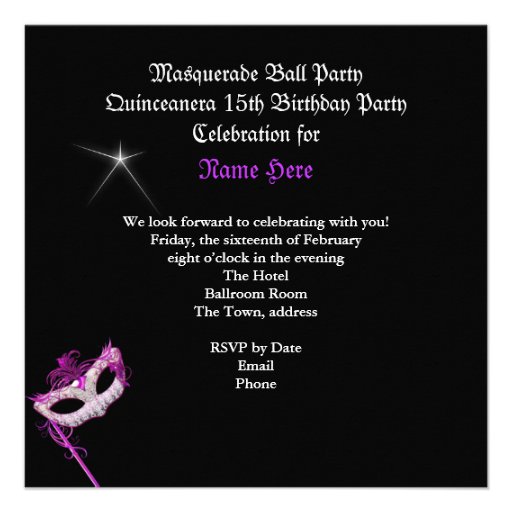 Masquerade Quinceanera Birthday Purple Custom Invitation