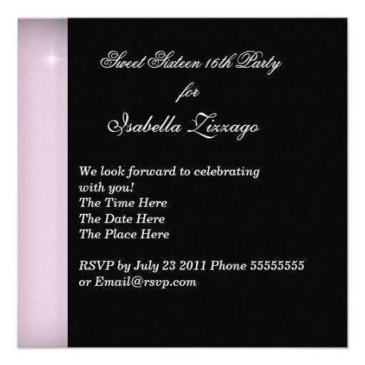 Masquerade Sweet Sixteen Sweet 16 Pink Black Personalized Invitations