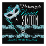 Masquerade Sweet Sixteen Sweet 16 Teal Blue Announcement