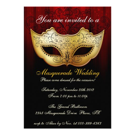 Masquerade Wedding Celebration Fancy Invitation