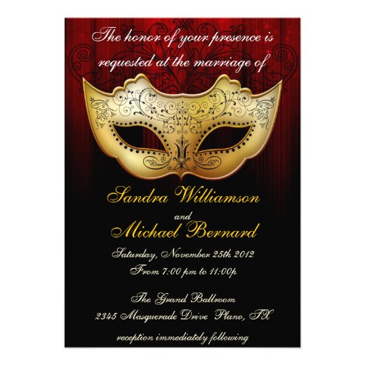 Masquerade Wedding Celebration Fancy Invitation