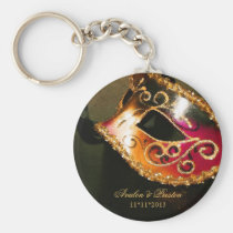 Masquerade Wedding Favor Gold Keychain