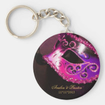 Masquerade Wedding Favor Pink Keychain