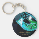 Masquerade Wedding Favor Teal Keychain