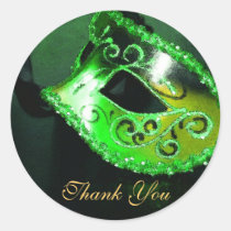 Masqurade Mask Green Thank You Sticker