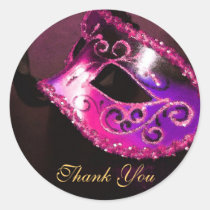 Masqurade Mask Pink Thank You Sticker