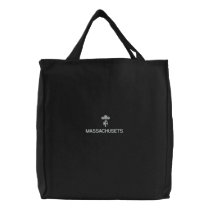 MASSACHUSETS, MA BLACK TOTE embroidered bags by edem13 MASSACHUSETS, MA BLACK TOTE embroidered bags