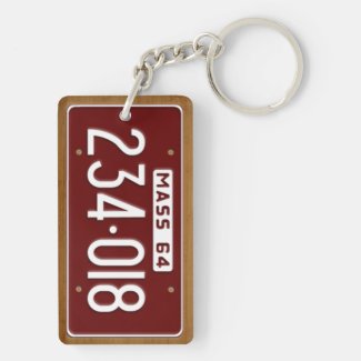 Massachusetts 1964 Vintage License Plate Keychain Rectangle Acrylic Keychain