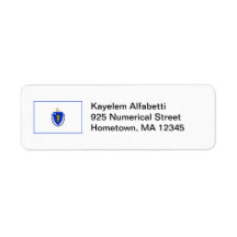 Massachusetts Flag Address Label