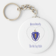 Massachusetts Flag Heart Keychains