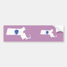 Massachusetts Flag Map Bumper Sticker