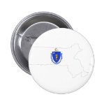 Massachusetts Flag Map Pinback Buttons