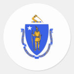 Massachusetts Flag Round Stickers