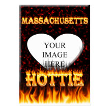 Massachusetts Hottie fire and red marble heart. Business Card Template