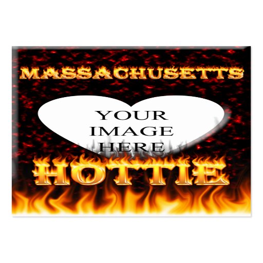 Massachusetts Hottie fire and red marble heart. Business Card Template