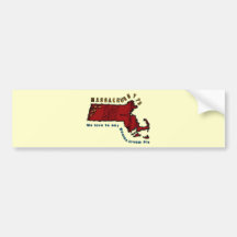 MASSACHUSETTS MA Motto ~ We love to eat Boston Pie Bumper Stickers
