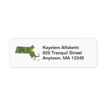 Massachusetts Map Address Label
