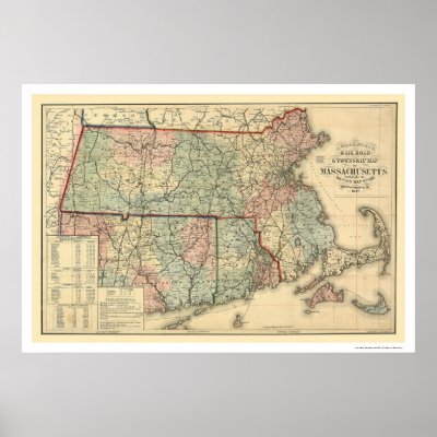 Massachusetts Railroad Map 1879 Posters by lc_maps